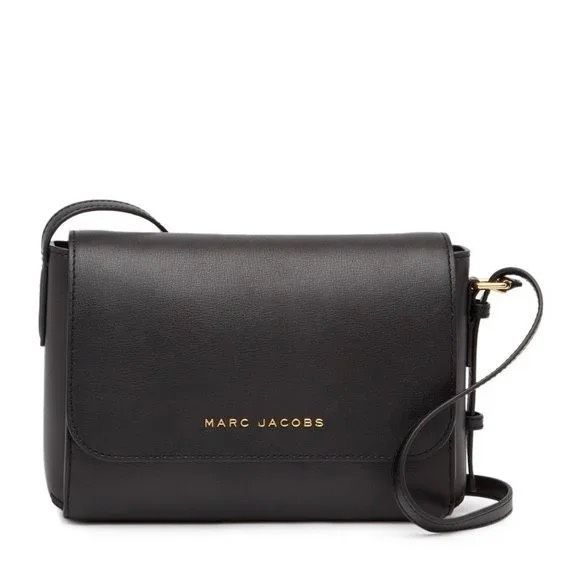 Marc Jacobs The Commuter Medium Crossbody Bag Black Leather Gold Tone